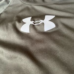 UNDER ARMOUR Fitted Heat Gear Boys Large Shirt True Olive Green